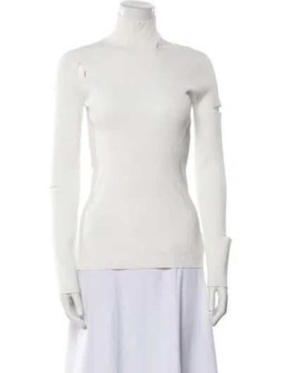 Pre-owned Tibi Mock Neck Long Sleeve Top In White