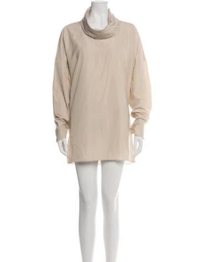 Pre-owned Tibi Mock Neck Long Sleeve Tunic In Neutral