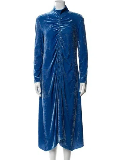 Pre-owned Tibi Mock Neck Midi Length Dress In Blue