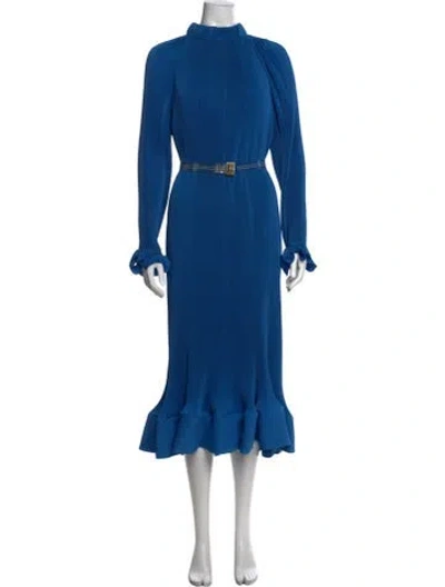 Pre-owned Tibi Mock Neck Midi Length Dress In Blue