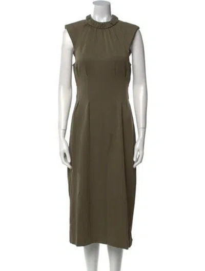 Pre-owned Tibi Mock Neck Midi Length Dress In Green