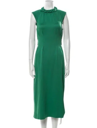 Pre-owned Tibi Mock Neck Midi Length Dress In Green