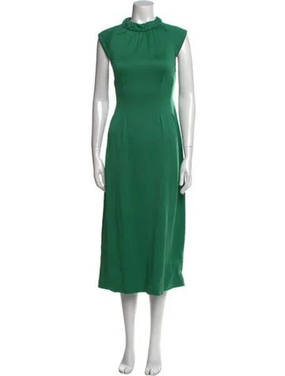 Pre-owned Tibi Mock Neck Midi Length Dress In Green