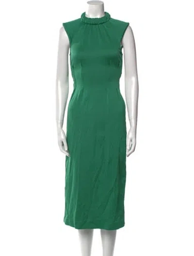 Pre-owned Tibi Mock Neck Midi Length Dress In Green