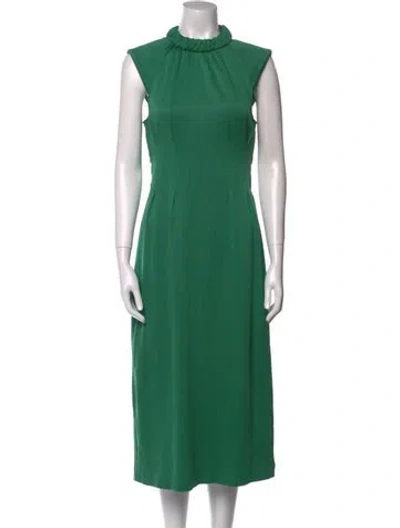 Pre-owned Tibi Mock Neck Midi Length Dress In Green