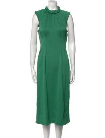 Pre-owned Tibi Mock Neck Midi Length Dress In Green