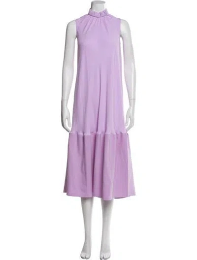 Pre-owned Tibi Mock Neck Midi Length Dress In Purple