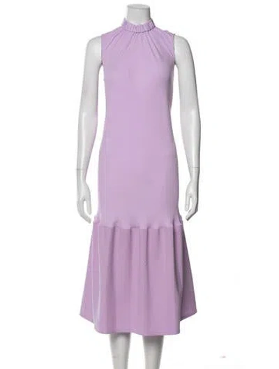 Pre-owned Tibi Mock Neck Midi Length Dress In Purple