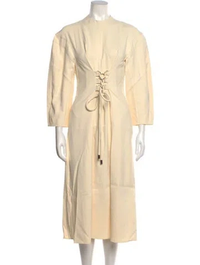 Pre-owned Tibi Mock Neck Midi Length Dress W/ Tags In Neutrals