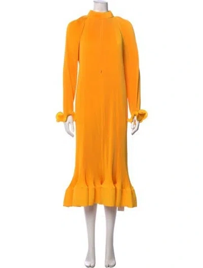 Pre-owned Tibi Mock Neck Midi Length Dress In Yellow