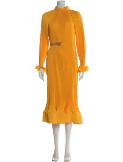 Pre-owned Tibi Mock Neck Midi Length Dress In Yellow