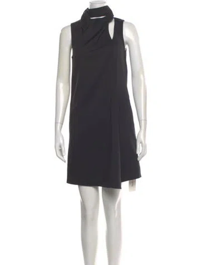 Pre-owned Tibi Mock Neck Mini Dress In Black