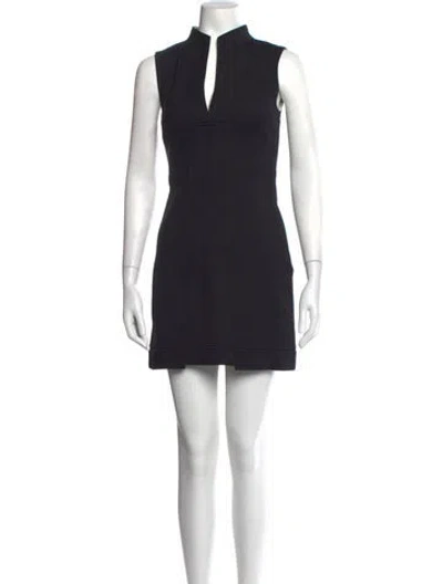 Pre-owned Tibi Mock Neck Mini Dress In Black
