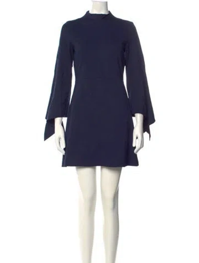 Pre-owned Tibi Mock Neck Mini Dress In Blue