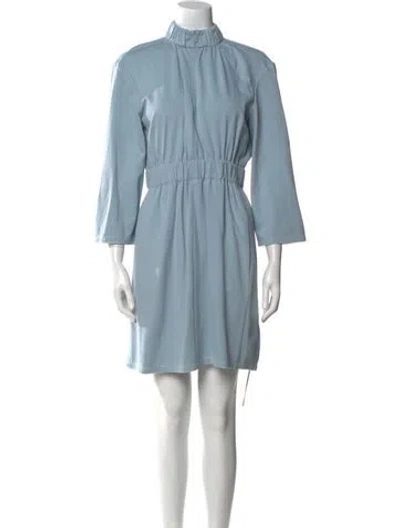 Pre-owned Tibi Mock Neck Mini Dress In Blue