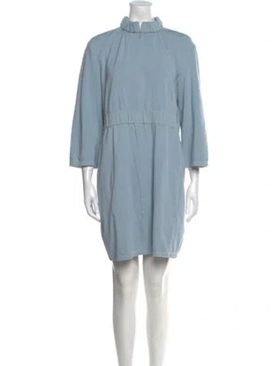 Pre-owned Tibi Mock Neck Mini Dress In Blue