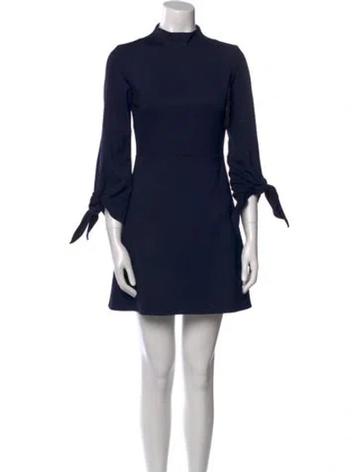 Pre-owned Tibi Mock Neck Mini Dress In Blue