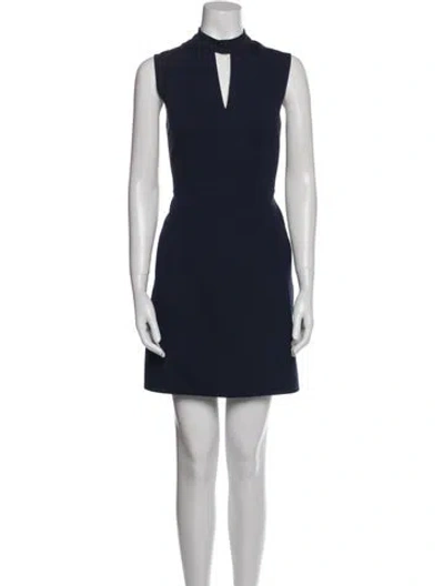 Pre-owned Tibi Mock Neck Mini Dress In Blue