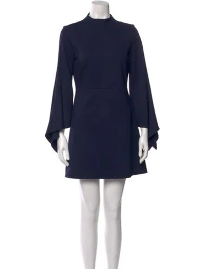 Pre-owned Tibi Mock Neck Mini Dress In Blue
