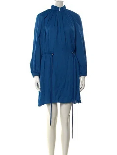 Pre-owned Tibi Mock Neck Mini Dress In Blue