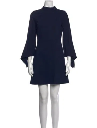 Pre-owned Tibi Mock Neck Mini Dress In Blue