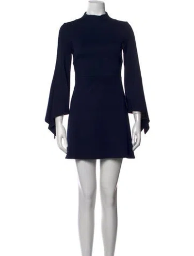 Pre-owned Tibi Mock Neck Mini Dress In Blue