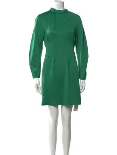 Pre-owned Tibi Mock Neck Mini Dress In Green