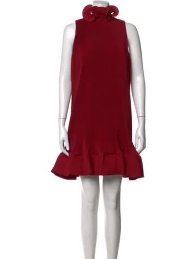 Pre-owned Tibi Mock Neck Mini Dress In Red