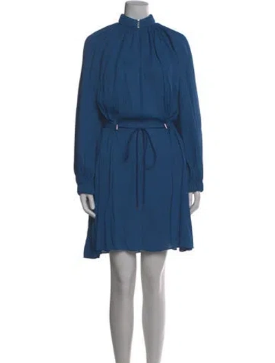 Pre-owned Tibi Mock Neck Mini Dress W/ Tags In Blue