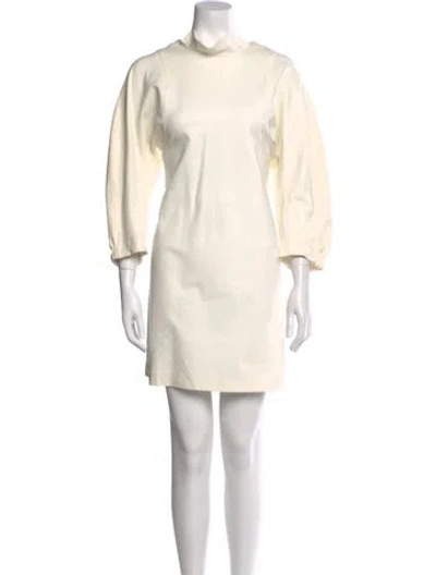 Pre-owned Tibi Mock Neck Mini Dress In White