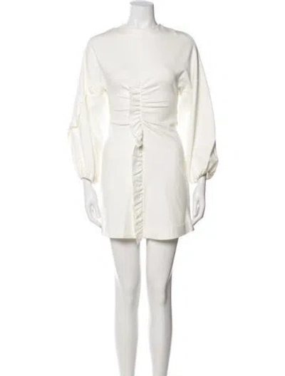 Pre-owned Tibi Mock Neck Mini Dress In White