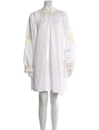 Pre-owned Tibi Mock Neck Mini Dress In White