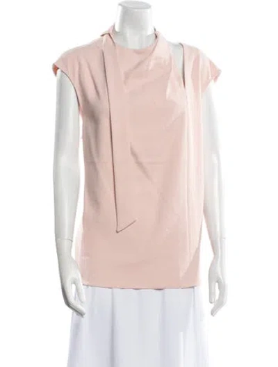 Pre-owned Tibi Mock Neck Short Sleeve Blouse In Pink