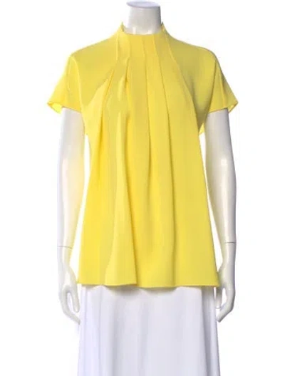 Pre-owned Tibi Mock Neck Short Sleeve Blouse In Yellow