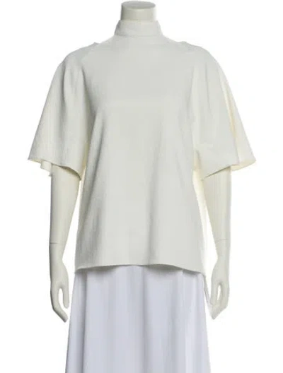 Pre-owned Tibi Mock Neck Short Sleeve Sweatshirt In White