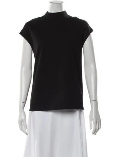 Pre-owned Tibi Mock Neck Short Sleeve Top In Black