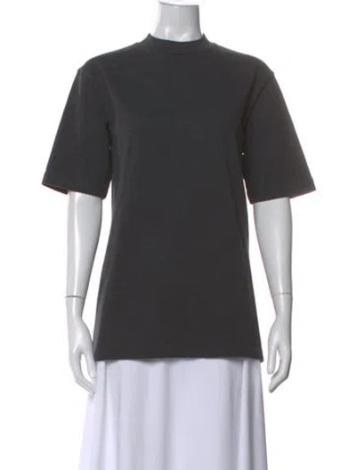 Pre-owned Tibi Mock Neck Short Sleeve Top In Gray