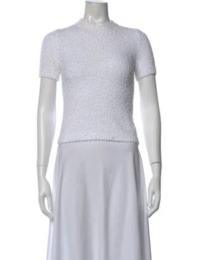 Pre-owned Tibi Mock Neck Short Sleeve Top In Green