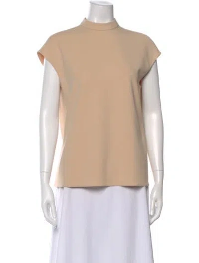 Pre-owned Tibi Mock Neck Short Sleeve Top In Neutral