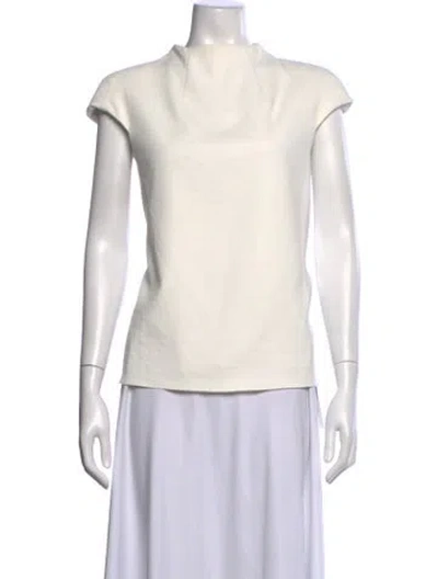 Pre-owned Tibi Mock Neck Short Sleeve Top In Neutral
