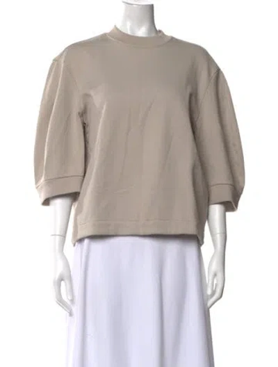 Pre-owned Tibi Mock Neck Short Sleeve Top In Neutrals