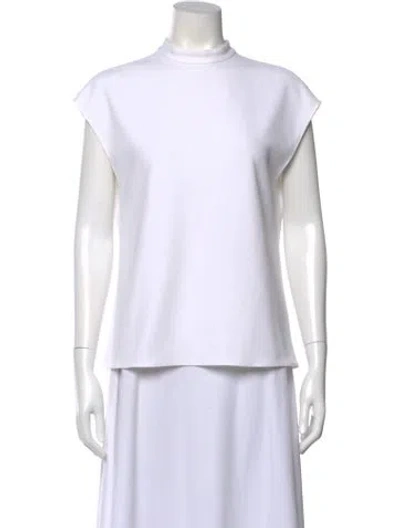 Pre-owned Tibi Mock Neck Short Sleeve Top In White