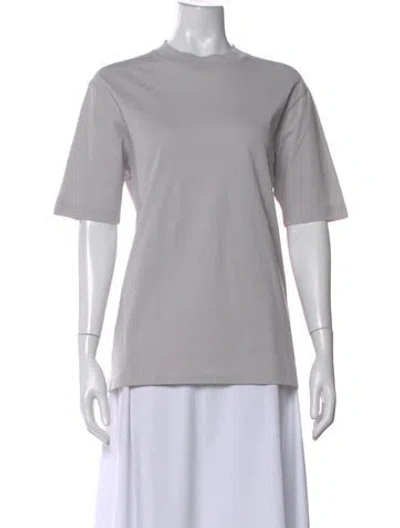 Pre-owned Tibi Mock Neck Short Sleeve T-shirt In Gray