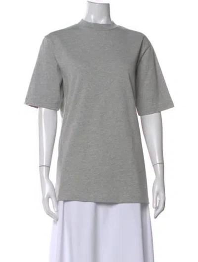 Pre-owned Tibi Mock Neck Short Sleeve T-shirt In Gray