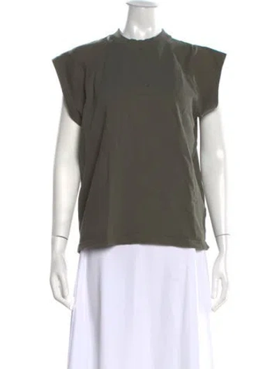 Pre-owned Tibi Mock Neck Short Sleeve T-shirt In Green