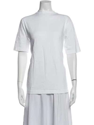 Pre-owned Tibi Mock Neck Short Sleeve T-shirt In White