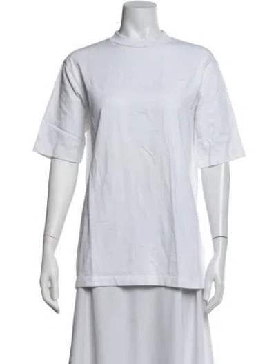 Pre-owned Tibi Mock Neck Short Sleeve T-shirt In White