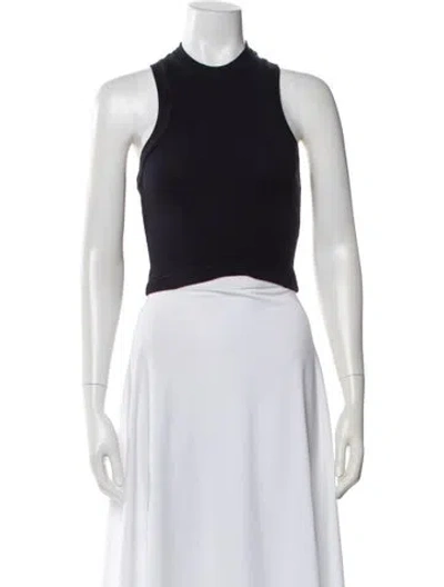 Pre-owned Tibi Mock Neck Sleeveless Crop Top W/ Tags In Blue