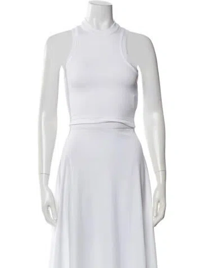 Pre-owned Tibi Mock Neck Sleeveless Crop Top W/ Tags In White