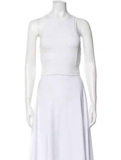 Pre-owned Tibi Mock Neck Sleeveless Crop Top In White
